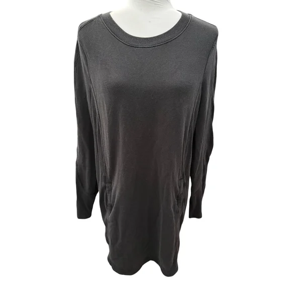 Athleta Faded Black Long Sleeve Sweatshirt Dress Size L - Picture 2 of 5